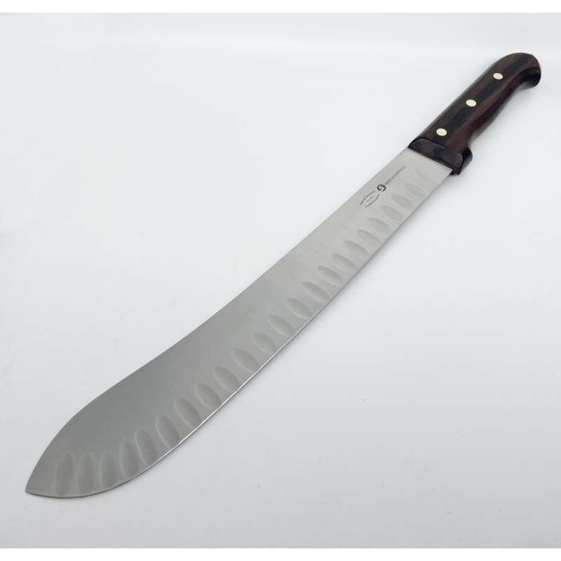 ROSEWOOD HANDLE BUTCHERS KNIFE WITH GRANTON EDGE Samuel Staniforth Ltd