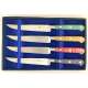 4 Piece Steak Knife Set Coloured Curly Birch