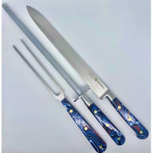 3 piece Carving set Royal Blue